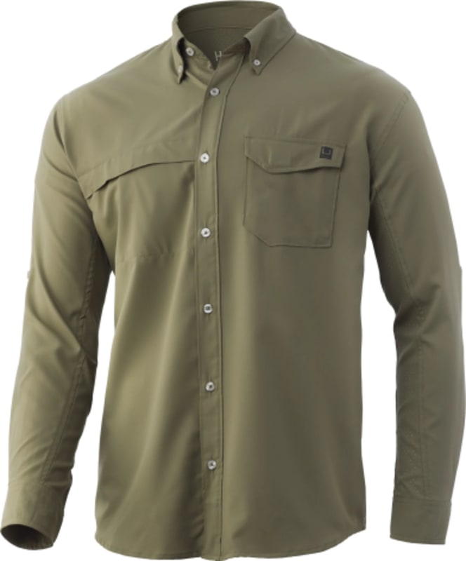 Huk Tide Point Solid Men's Long Sleeve Button-Down Shirt