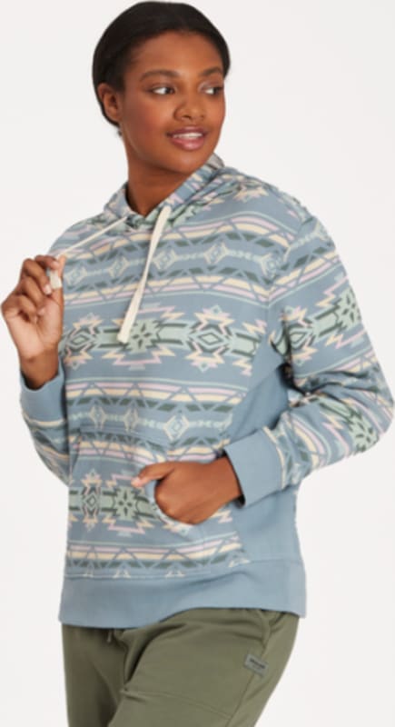 Teal Aztec Fleece Pullover Hoodie