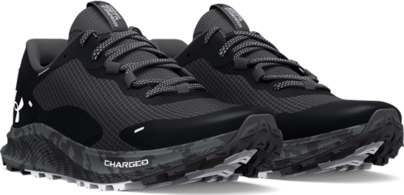 Under Armour Charged Bandit Trail 2 Black / Grey Specially built for trail  running, with crazy cushioning, traction that grips even muddy terrain, and  the extra protection trail runners need to keep