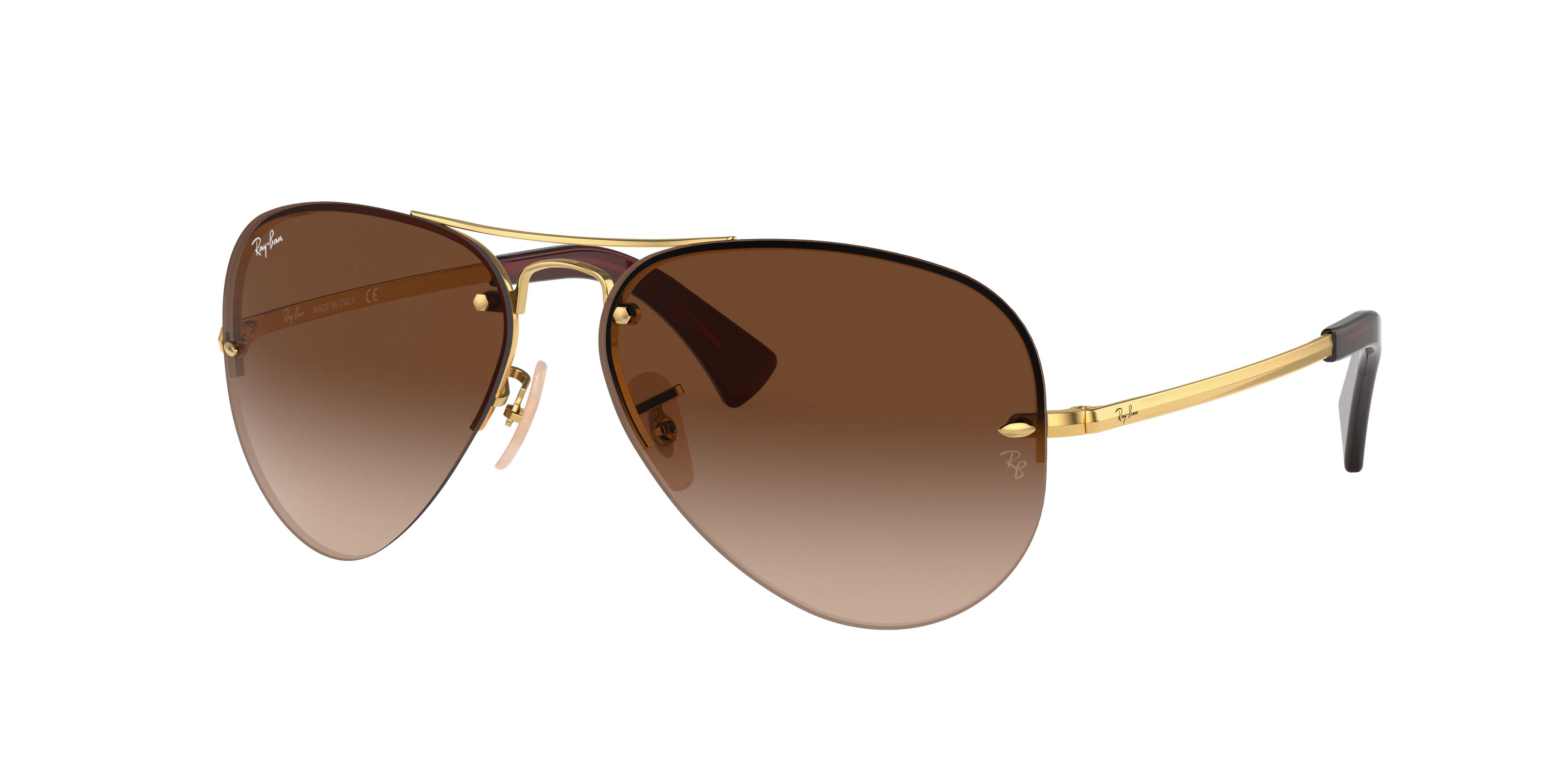 Ray-Ban RB3449 Sunglasses, Gold Frame, Copper Mirror Lens, 59mm