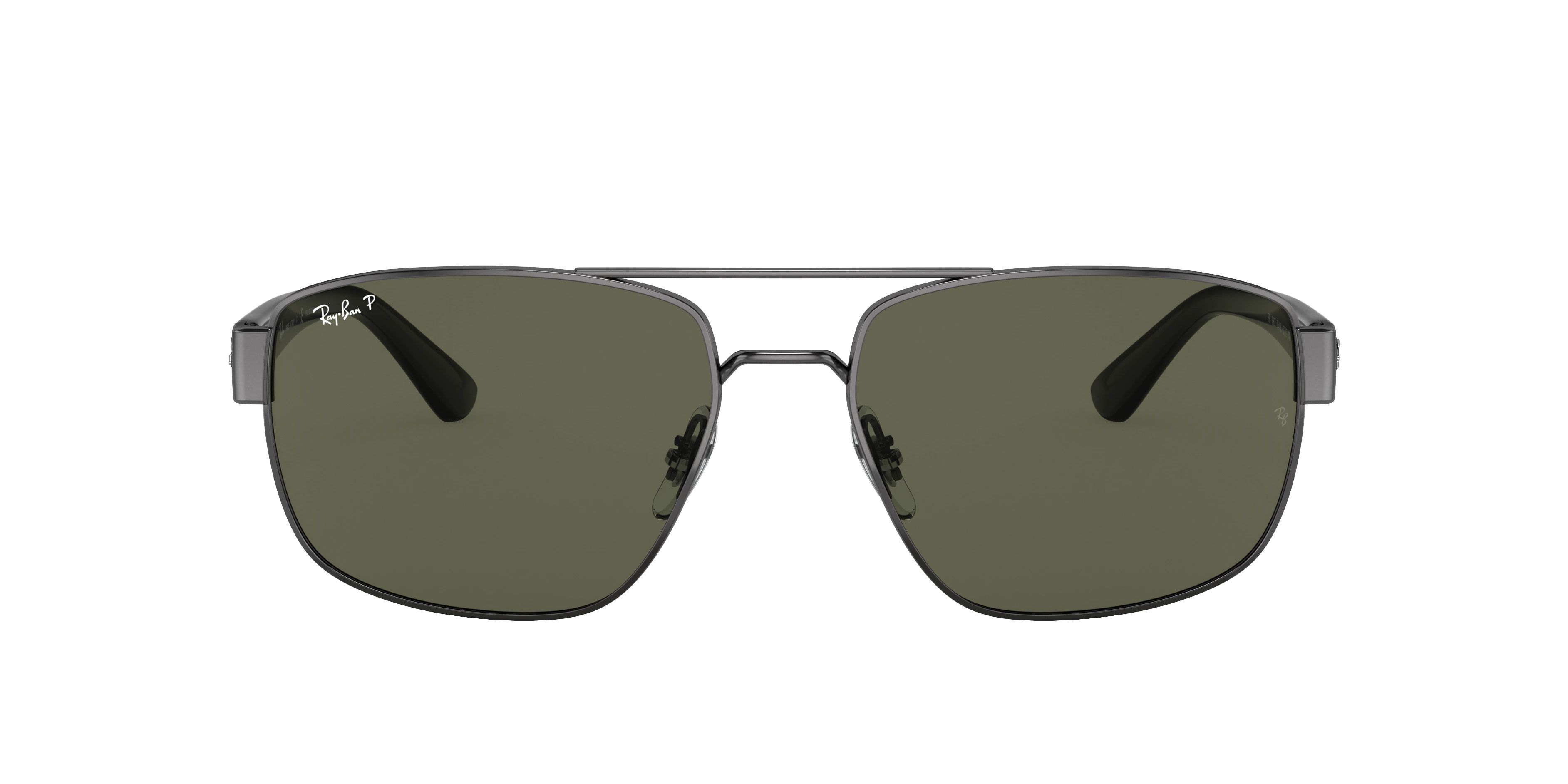 Ray-Ban RB3663 Sunglasses, Shiny Gunmetal Frame, Polar Green Lens, 60mm ...