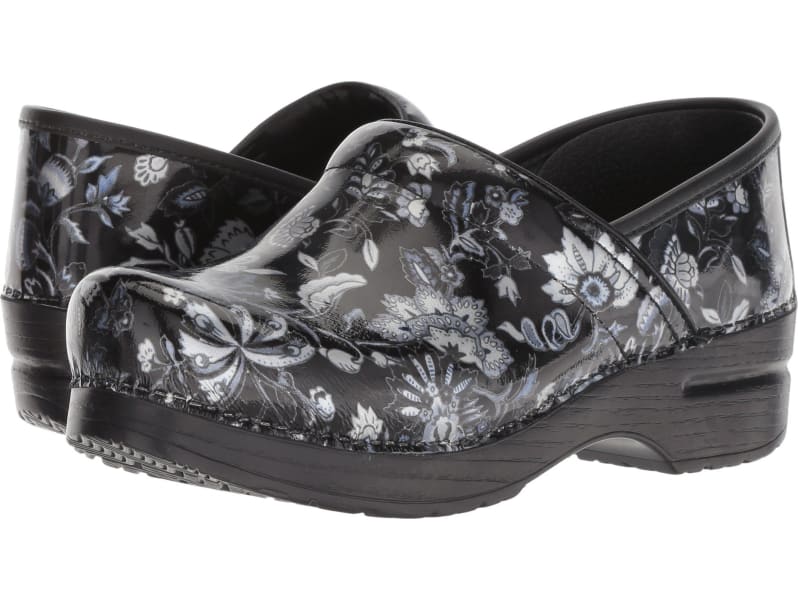 dansko professional floral metallic patent