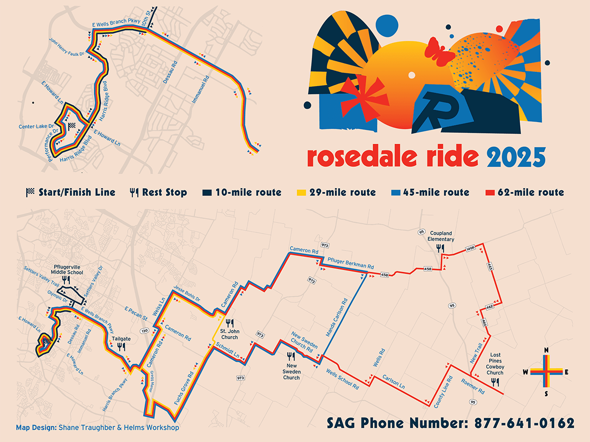 Map of the 2025 Rosedale Ride routes
