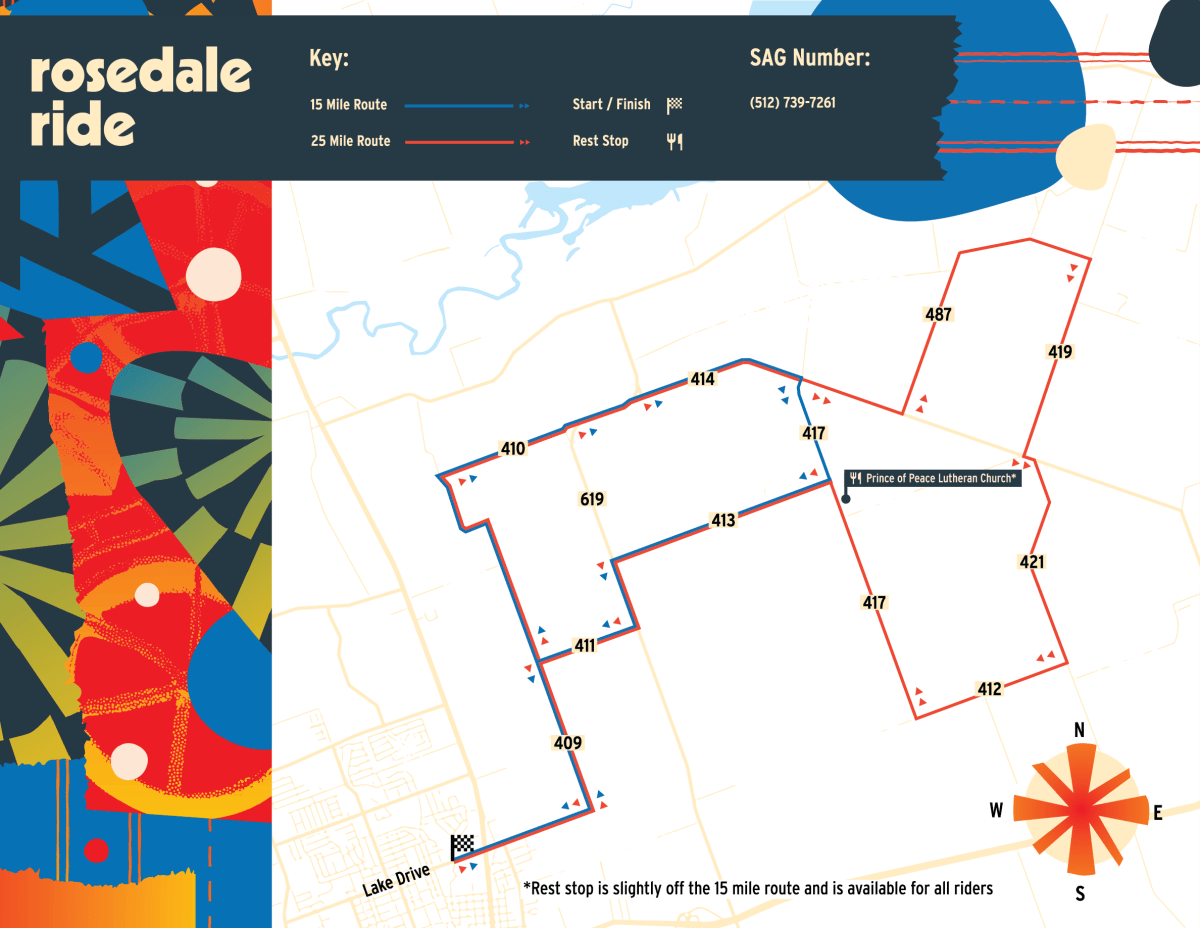 Map of the 2026 Rosedale Ride short routes