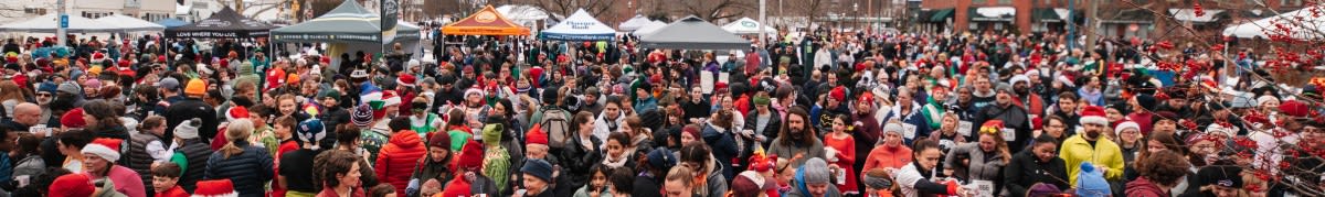 A crowd of people enjoy the Hot Chocolate Run Sponsor Expo
