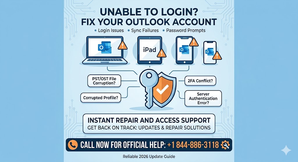 Why am I unable to log into outlook on ipad?