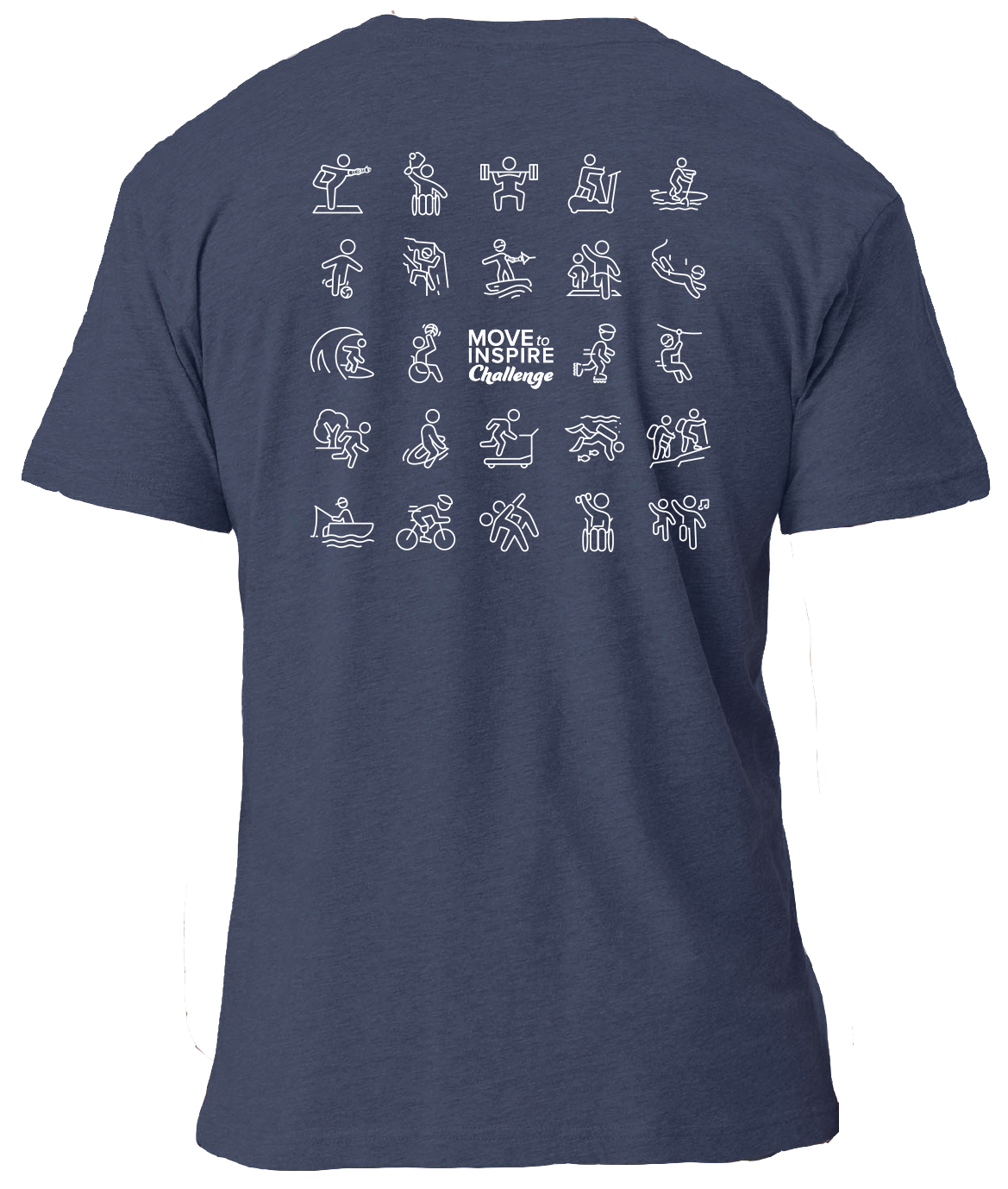 Move to Inspire navy t-shirt with activity icons