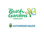 Logo of Busch Gardens Tampa Bay with an 'Authorized Seller' badge underneath.