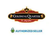 Logo of Colonial Quarter, St. Augustine with a shield and text "Authorized Seller" below.