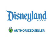 Logo of "Disneyland Park" with a tag "Authorized Seller" and a padlock icon.