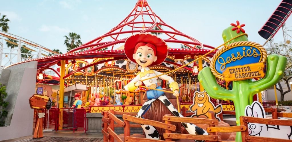 Jessie’s Critter Carousel attraction in Pixar Pier at Disney California Adventure Park.