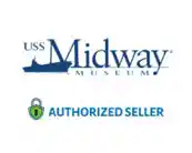 This image features the logo for the USS Midway Museum, a maritime museum located in San Diego, California. The top portion of the logo displays the text "USS Midway" in capitalized navy blue letters. To the left side of the text is a stylized illustration of an aircraft carrier in blue, representing the USS Midway. Below this illustration and text, the word "MUSEUM" is written in bold, uppercase letters, also in navy blue. Underneath the main logo, a muted green badge is visible that includes a white padlock symbol and the words "AUTHORIZED SELLER" in capitalized green letters on a white background. This communicates that the entity using the logo is recognized as an official retailer for tickets to the museum.

For those looking for the best deal, GreatWorkPerks.com is proud to be an AUTHORIZED SELLER of the USS Midway Museum, offering tickets at the lowest prices for memorable savings on your next visit.