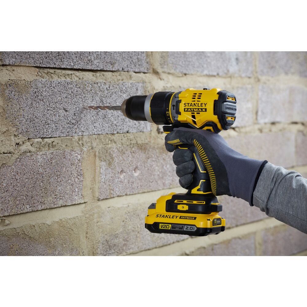 Stanley Fatmax V20 Brushless 13mm Hammer Drill Driver 2 x 2.0Ah