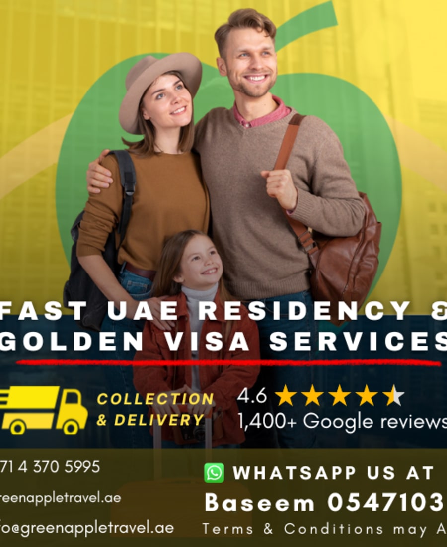 إقامة سريعة وتأشيرة ذهبية في الإمارات — Green Apple Travel & Tourism, Dubai
