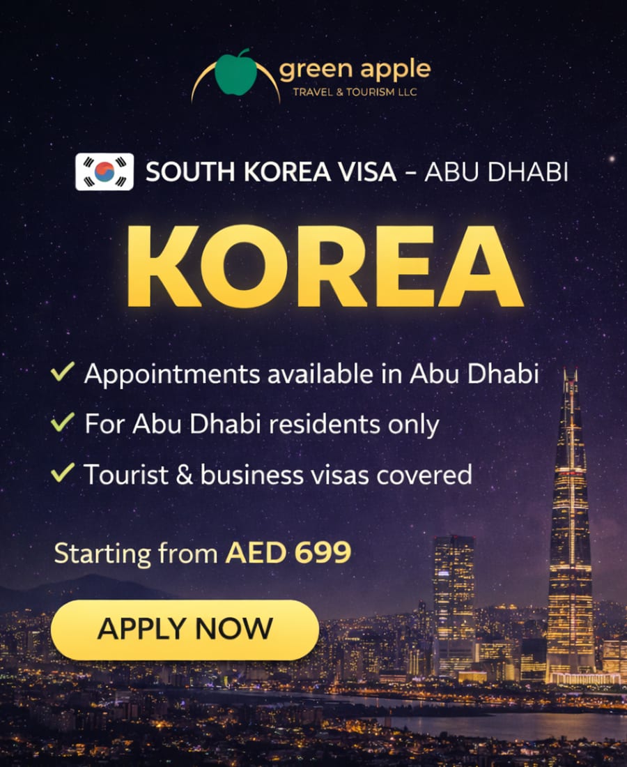 Long Visa Processing Times? Get Your South Korea Visa in Abu Dhabi Fast | Starting at AED 699 — Green Apple Travel & Tourism, Dubai