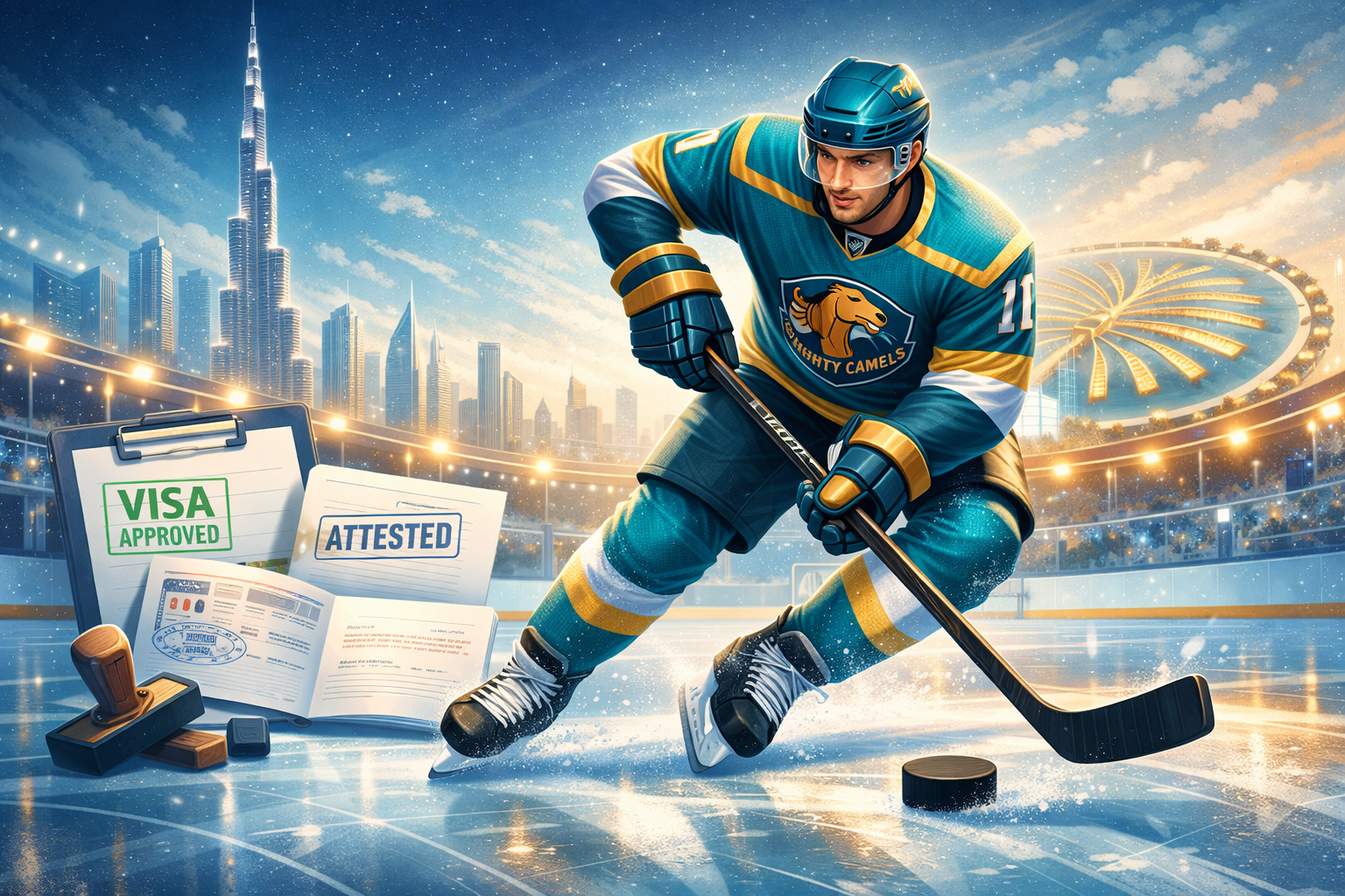 Ice Hockey Player Visa & Attestation: Dubai Mighty Camels 2026