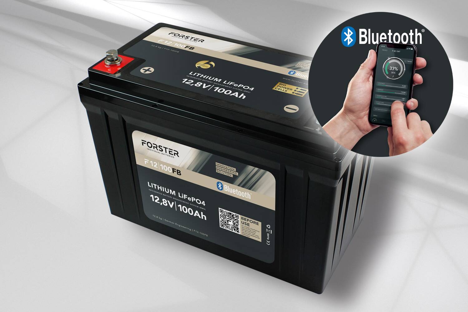Batterie Lithium Ultimatron Lifepo4 Smart Bms 12 8v 100ah 12 V 100 Ah Forster Fishing Battery with Bluetooth