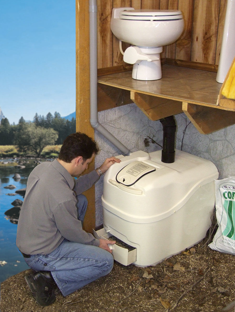 SunMar, Composting Toilet, Central Flush System Odor Free, 1 Pint