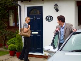 Navy blue composite door arch