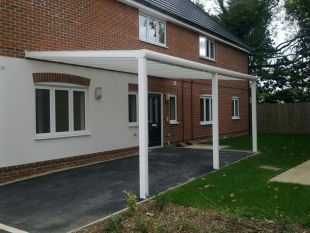 Supported White Carport