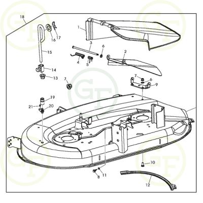 John Deere 42 D100 Series Deck Parts Diagram