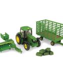 John Deere 1/64 Scale 6210R Tractor Baler Wagon Toy Set TBE45439