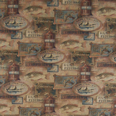A8166 Sierra Fabric: C33, FISH, FISHING, BOATS, FISHERMEN, LODGE, CABIN