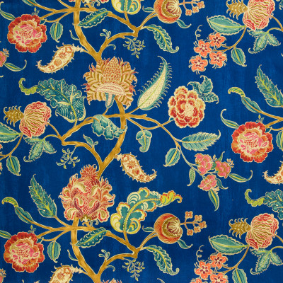 A8398 Midnight Blue Fabric: C41, SCROLL FABRIC, SCROLL FABRICS, FLORAL FABRIC, FLORAL FABRICS, PAISLEY FABRIC, PAISLEY, DRAPERY FABRIC, PRINT FABRIC, PRINT FABRICS, DRAPERY FABRICS, WAVERLY