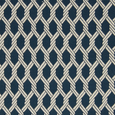 A9733 Marine Fabric: D17, C72, BLUE BACKGROUND, NAVY, WOVEN ROPE, ROPE LIKE, WHITE, NAUTICAL ROPE, BLUE LATTICE, BLUE GEOMETRIC, BLUE MEDALLION, NAUTICAL