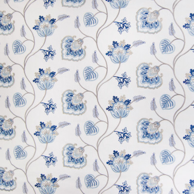 B3343 Marine Fabric: D18, BLUE FLORAL EMBROIDERY, MEDIUM BLUE FLORAL EMBROIDERY