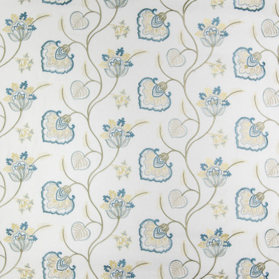 B3381 Aqua Fabric: D18, FLORAL EMBROIDERY, BLUE FLORAL EMBROIDERY, SPA BLUE FLORAL EMBROIDERY, LIGHT BLUE FLORAL EMBROIDERY