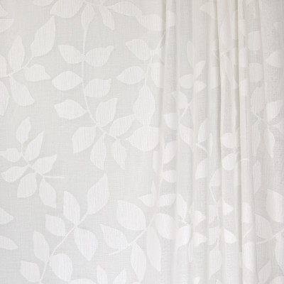 B4382 Natural Fabric: D41, WHITE LEAF SHEER, WHITE LEAVES, FLORAL SHEER, VINE SHEER, INHERENTLY FLAME RETARDANT, FIRE RETARDANT,WOVEN