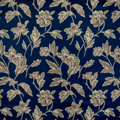 B5329 Marine Fabric: D50, LARGE SCALE FLORAL, FLORAL, NAVY, DARK BLUE DAMASK FLORAL,FOLIAGE