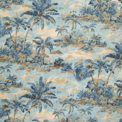 B6251 Riptide Fabric: D65, OCEAN BLUE TROPICAL SCENE, OCEAN BLUE BEACH SCENE, TOMMY BAHAMA PRINT, COTTON PRINT