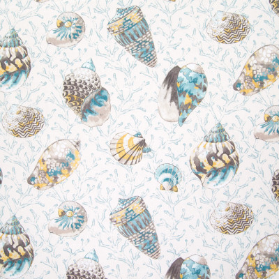B6262 Caribbean Blue Fabric: D65, BEACH PRINT, BEACHY PRINT, COTTON PRINT, TROPICAL PRINT, COASTAL PRINT
