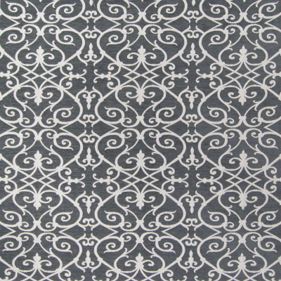 B6315 Smoke Fabric: D66, DURABLE, CHENILLE, CHENILLE SCROLL, GRAY AND WHITE, SCROLL PATTERN, CHARCOAL GRAY, GREY, CHARCOAL GREY,LATTICE