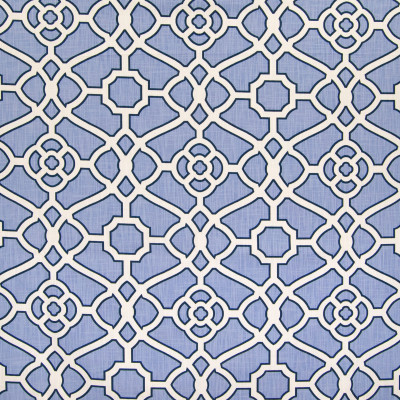 B6340 Lagoon Fabric: D67, MADE IN USA, 100% COTTON, LATTICE PRINT, BLUE AND WHITE, LARGE SCALE LATTICE, LARGE SCALE PATTERN, LARGE PATTERN, BLUE AND WHITE PRINT, 100% COTTON PRINT, COTTON PRINT
