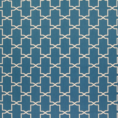 B6595 Caspian Fabric: D71, BLUE GEOMETRIC PRINT, BLUE LATTICE PRINT, BLUE GEOMETRIC COTTON PRINT, MEDIUM BLUE GEOMETRIC PRINT