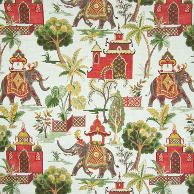 B6678 Verde Fabric: D73, ELEPHANT, ANIMAL, ETHNIC PRINT, ANIMAL PRINT, ELEPHANT PRINT, INDIAN PRINT, ASIAN PRINT, RED ELEPHANT PRINT, RED ASIAN PRINT
