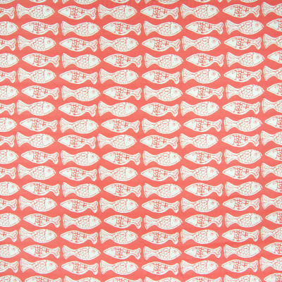 B6860 Persimmon Fabric: D79, OUTDOOR, RED FISH, SCHOOL OF FISH, RED ANIMAL, BEACH, TROPICAL, OUTDOOR FABRIC