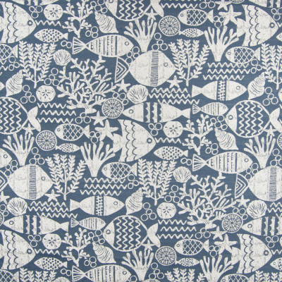 B6867 Denim Fabric: D79, OUTDOOR, OUTDOOR CORAL, FISH, TROPICAL FISH, UNDERWATER SCENE, NOVELTY SCENE