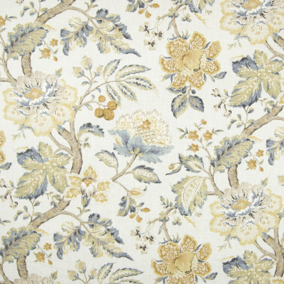 B7244 Mist Fabric: D86, JACOBEAN FLORAL PRINT, LINEN PRINT, FRUIT PRINT, FLORAL PRINT, YELLOW PRINT, GOLDEN PRINT