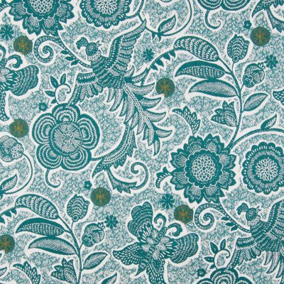 B7870 Teal Fabric: E02, TEAL, NOVELTY, BIRD, BUTTERFLY, ANIMAL, FLORAL, PERFORMANCE FABRICS, REVOLUTION PERFORMANCE FABRICS, REVOLUTION FABRICS, BLEACH CLEANABLE, STAIN RESISTANT,FOLIAGE