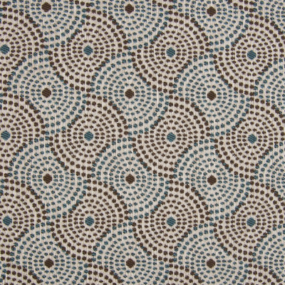 B7879 Cerulean Fabric: E02, CIRCLE, TEAL, DOT, GEOMETRIC, BROWN, PERFORMANCE FABRICS, REVOLUTION PERFORMANCE FABRICS, REVOLUTION FABRICS, BLEACH CLEANABLE, STAIN RESISTANT