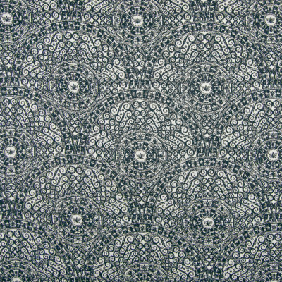 B7914 Lapis Fabric: E02, MEDALLION, NAVY, GEOMETRIC, PERFORMANCE FABRICS, REVOLUTION PERFORMANCE FABRICS, REVOLUTION FABRICS, BLEACH CLEANABLE, STAIN RESISTANT