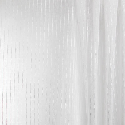 B7934 Snow Fabric: E03, INHERENTLY FIRE RETARDANT, IFR, FIRE RESISTANT, STRIPED SHEER, WHITE STRIPED SHEER