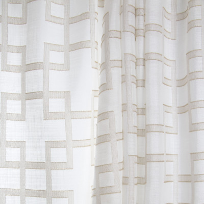 B7964 Hemp Fabric: E03, INHERENTLY FIRE RETARDANT, IFR, FIRE RESISTANT, GEOMETRIC, LATTICE, TEXTURE, HEMP, NEUTRAL, SHEER, WINDOW