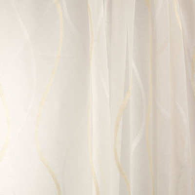 B7972 Natural Fabric: E03, INHERENTLY FIRE RETARDANT, FIRE RESISTANT, IFR, CONTEMPORARY, METALLIC, GOLD, SHEER, WINDOW, WAVY