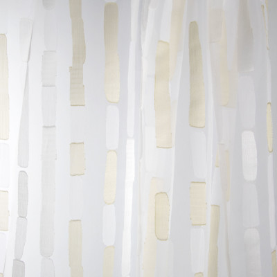 B7974 Hemp Fabric: E03, INHERENTLY FIRE RETARDANT, FIRE RESISTANT, IFR, STRIPE, CONTEMPORARY, METALLIC, GOLD, SHEER, WINDOW