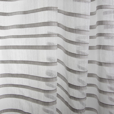 B7983 Steel Fabric: E03, INHERENTLY FIRE RETARDANT, FIRE RESISTANT, IFR, STRIPE, GRAY, TEXTURE, SHEER, WINDOW